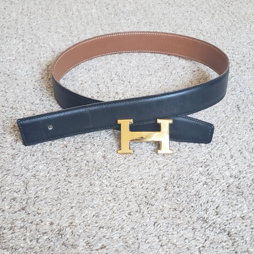 HERMES H Buckle & Reversible  Leather Strap